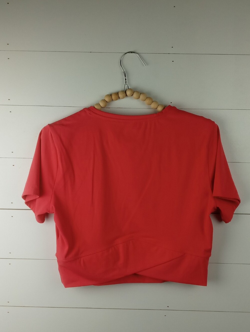 Joy Lab Women's size L bright coral crewneck criss cross back cropped workout - Picture 8 of 8